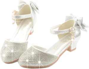 Toddler Little Girls Dress Shoes Glitter Low Heel Mary Jane Sparkle Party Wedding Bridesmaids Princess Pumps Flower Girl Shoes