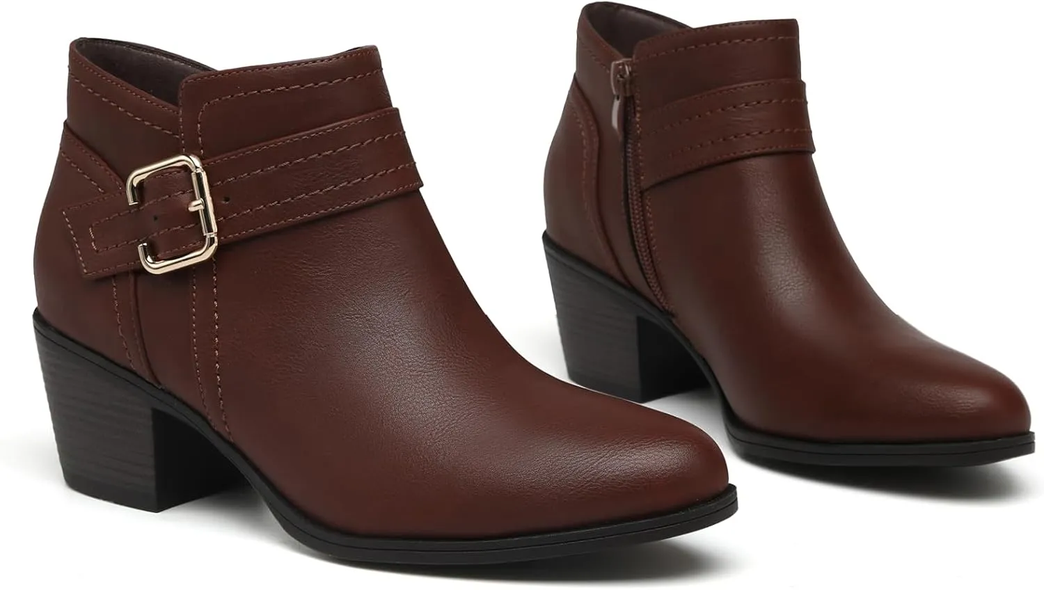 TYNDALL Women's Ankle Boots Chunky Heel Classic Low Heel Comfortable Western Side Zipper Booties Shoes