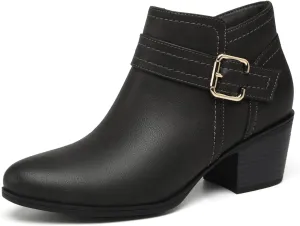 TYNDALL Women's Ankle Boots Chunky Heel Classic Low Heel Comfortable Western Side Zipper Booties Shoes