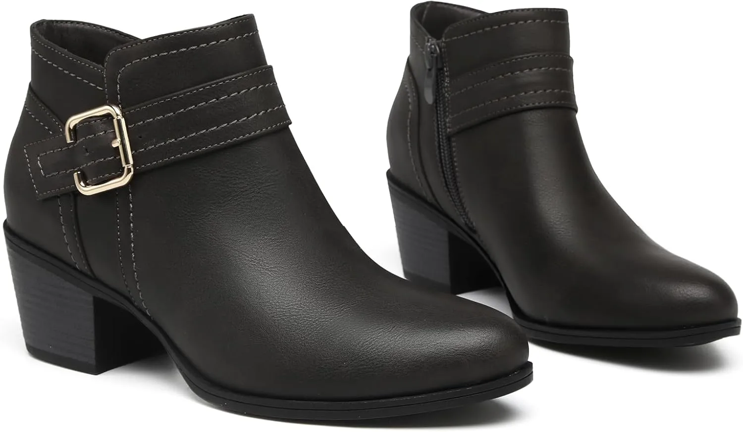TYNDALL Women's Ankle Boots Chunky Heel Classic Low Heel Comfortable Western Side Zipper Booties Shoes
