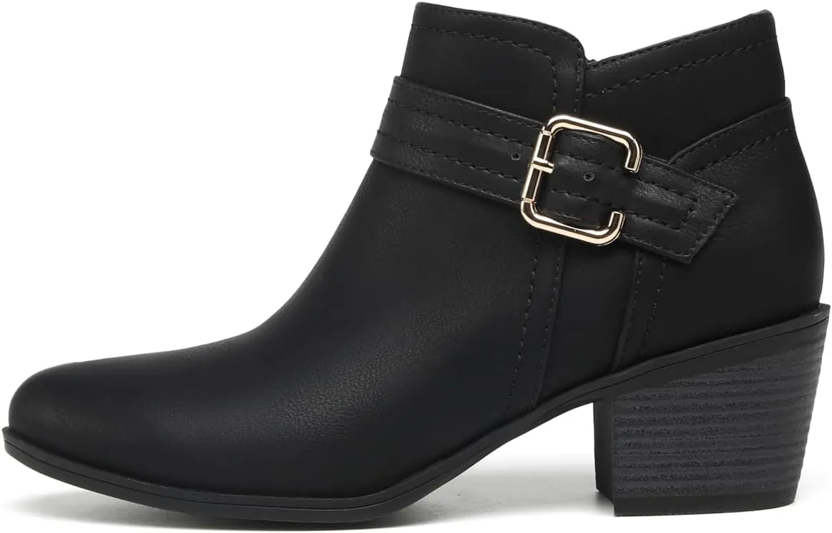 TYNDALL Women's Ankle Boots Chunky Heel Classic Low Heel Comfortable Western Side Zipper Booties Shoes