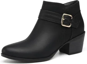 TYNDALL Women's Ankle Boots Chunky Heel Classic Low Heel Comfortable Western Side Zipper Booties Shoes