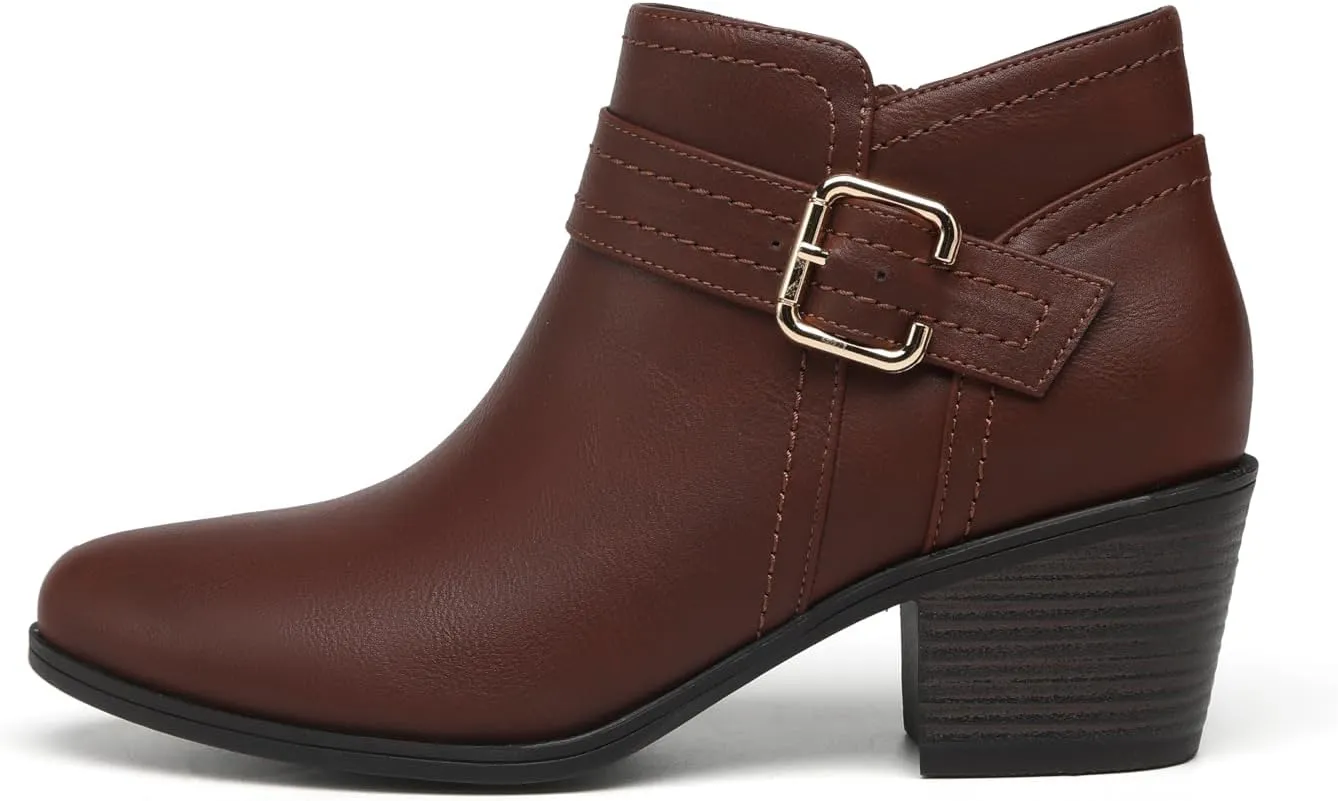 TYNDALL Women's Ankle Boots Chunky Heel Classic Low Heel Comfortable Western Side Zipper Booties Shoes