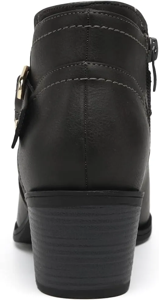 TYNDALL Women's Ankle Boots Chunky Heel Classic Low Heel Comfortable Western Side Zipper Booties Shoes
