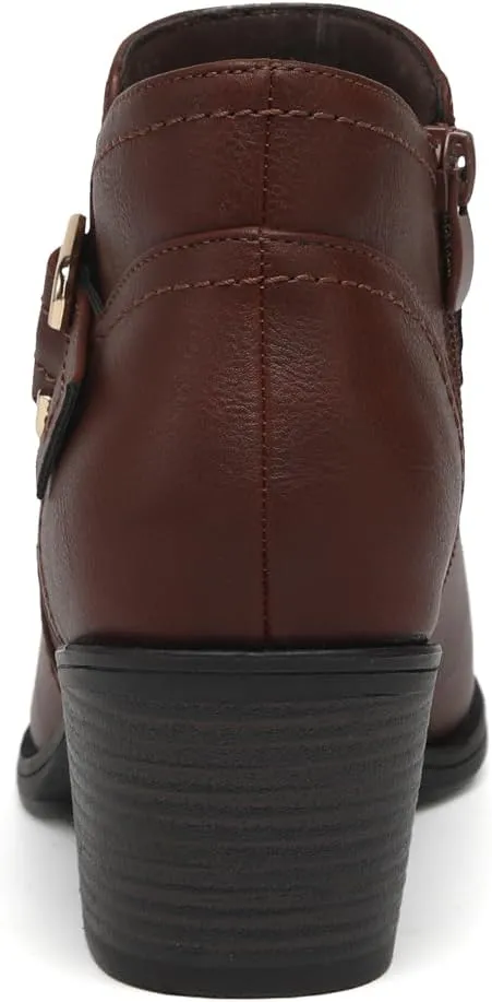 TYNDALL Women's Ankle Boots Chunky Heel Classic Low Heel Comfortable Western Side Zipper Booties Shoes