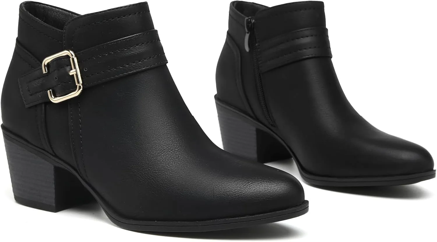 TYNDALL Women's Ankle Boots Chunky Heel Classic Low Heel Comfortable Western Side Zipper Booties Shoes