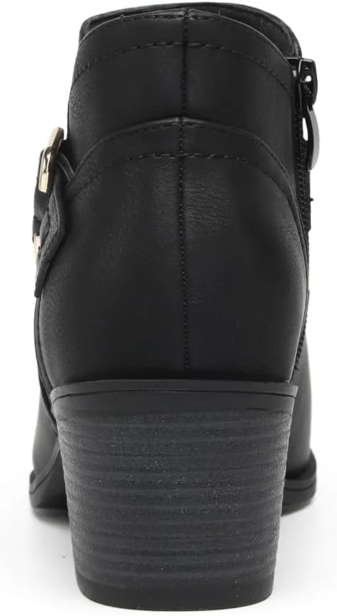 TYNDALL Women's Ankle Boots Chunky Heel Classic Low Heel Comfortable Western Side Zipper Booties Shoes