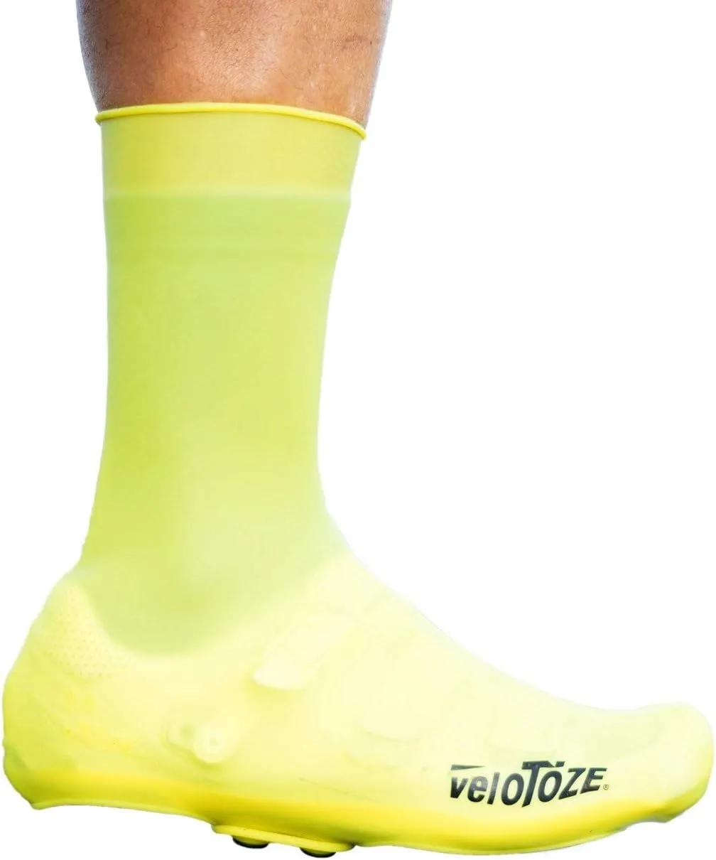 veloToze Tall Silicone Shoe Cover with Snaps - Covers Road Cycling Shoes - Waterproof, Windproof Reusable Boot-Style Overshoes for Bike Rides in Winter, Rain, Cold Weather Biking - for Men and Women