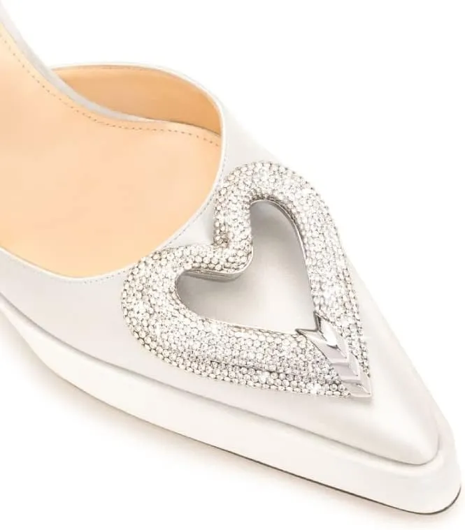Vertundy Women's Platform Rhinestone Pumps - Ankle Strap Closed Pointed Toe Chunky Heel Satin Triple Heart Fashion Dress Shoes