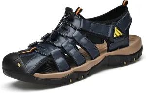 Veslexth Men's Outdoor Hiking Sandals, Sport Closed Toe Sandal Anti-Slip Athletic Trail Walking for Travel Water Beach Boat Fishing Adventure Lightweight Summer Shoes Waterproof Fisherman Trekking