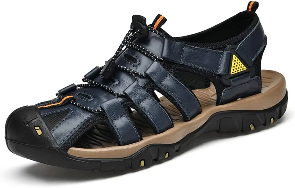 Veslexth Men's Outdoor Hiking Sandals, Sport Closed Toe Sandal Anti-Slip Athletic Trail Walking for Travel Water Beach Boat Fishing Adventure Lightweight Summer Shoes Waterproof Fisherman Trekking