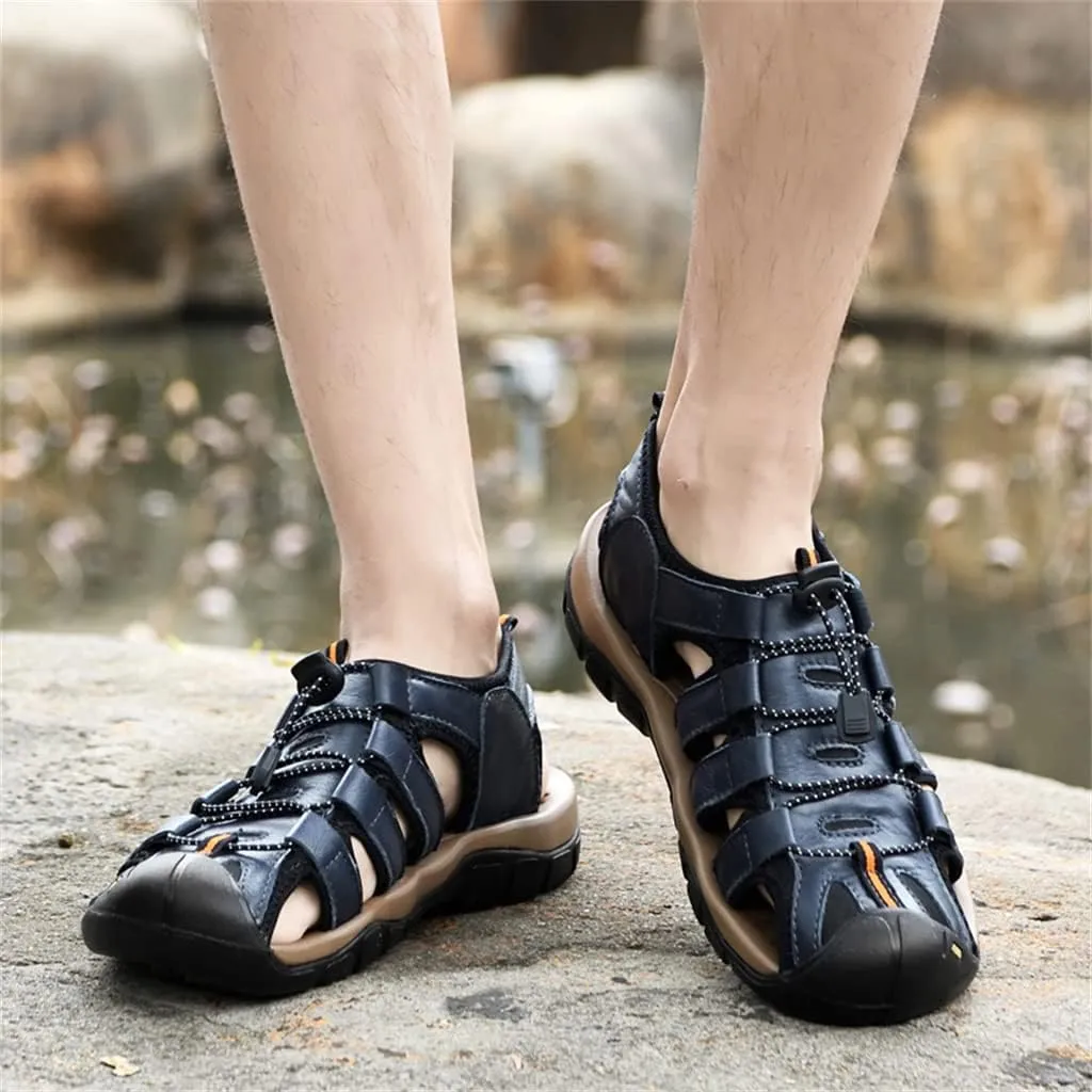 Veslexth Men's Outdoor Hiking Sandals, Sport Closed Toe Sandal Anti-Slip Athletic Trail Walking for Travel Water Beach Boat Fishing Adventure Lightweight Summer Shoes Waterproof Fisherman Trekking
