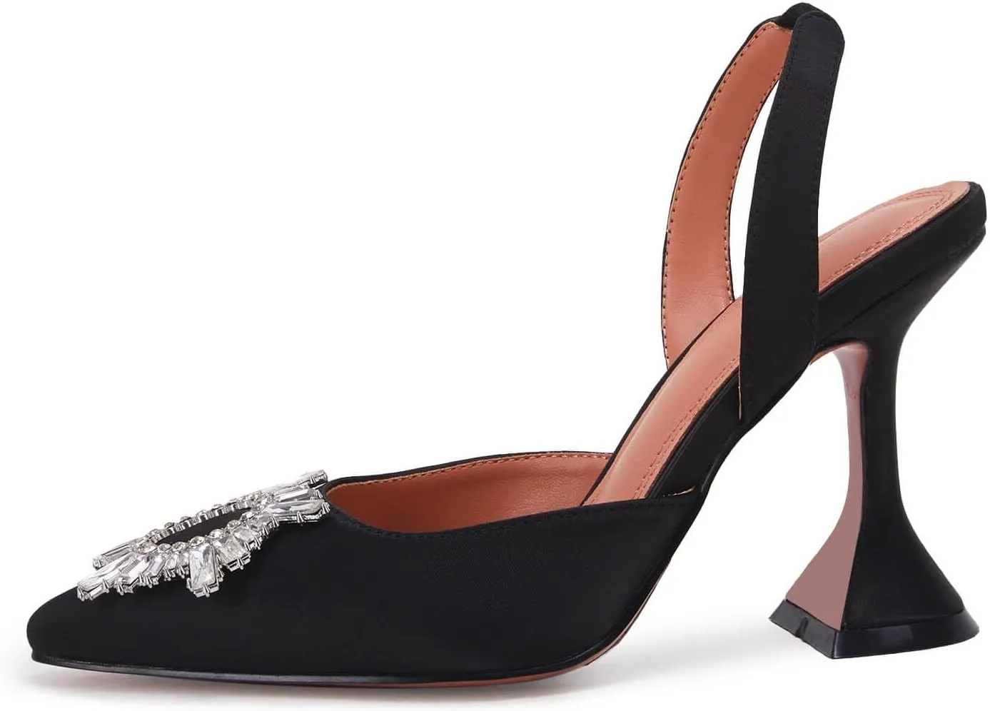 VETASTE Women's High Heel Crystal Slingback Pumps Pointed Toe Strappy Triangle Heeled Party Wedding Bride Pump Shoes