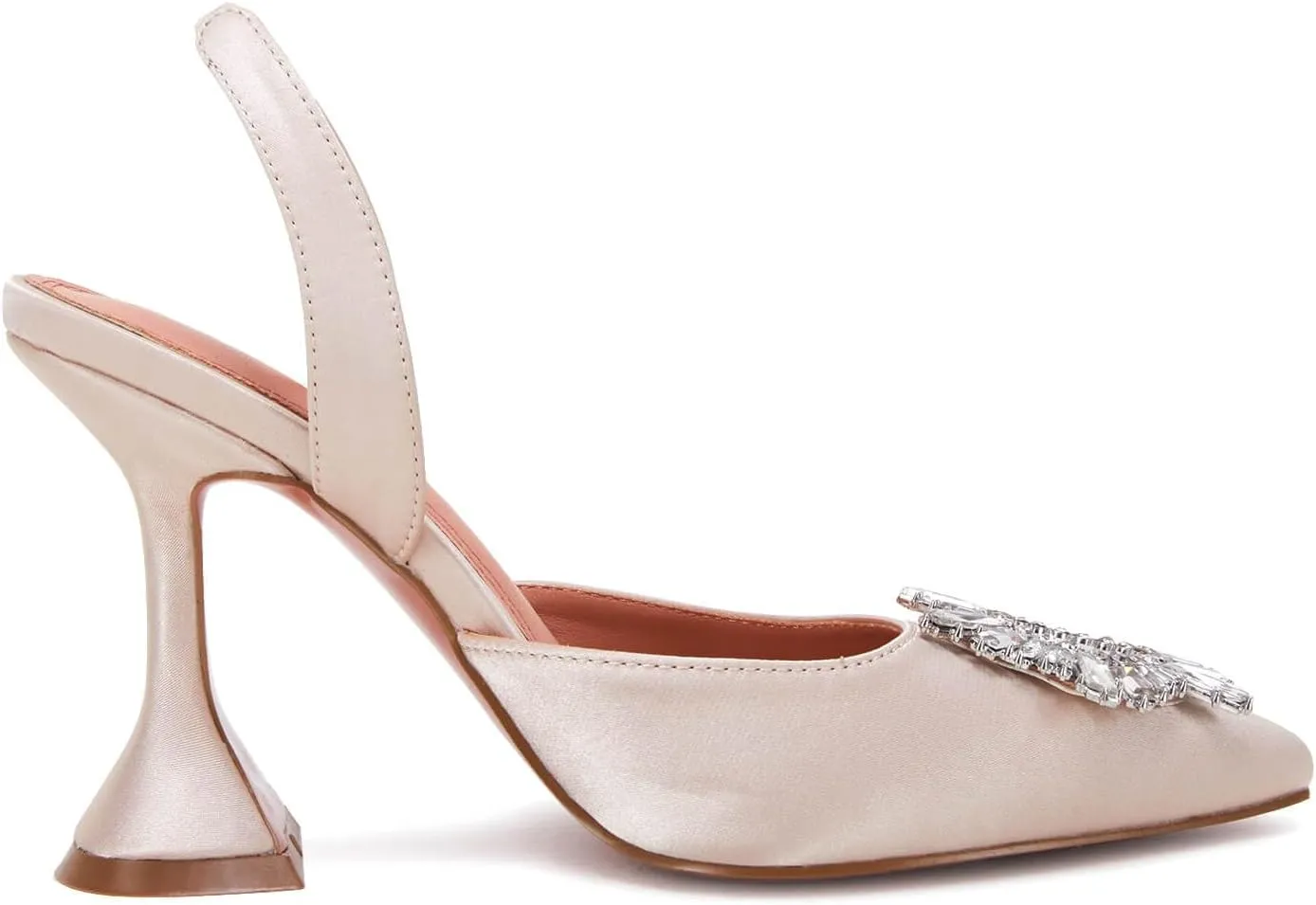 VETASTE Women's High Heel Crystal Slingback Pumps Pointed Toe Strappy Triangle Heeled Party Wedding Bride Pump Shoes
