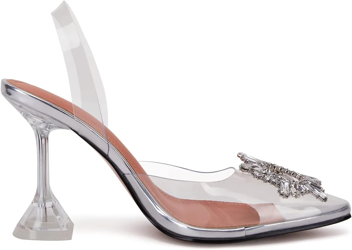 VETASTE Women's High Heel Crystal Slingback Pumps Pointed Toe Strappy Triangle Heeled Party Wedding Bride Pump Shoes