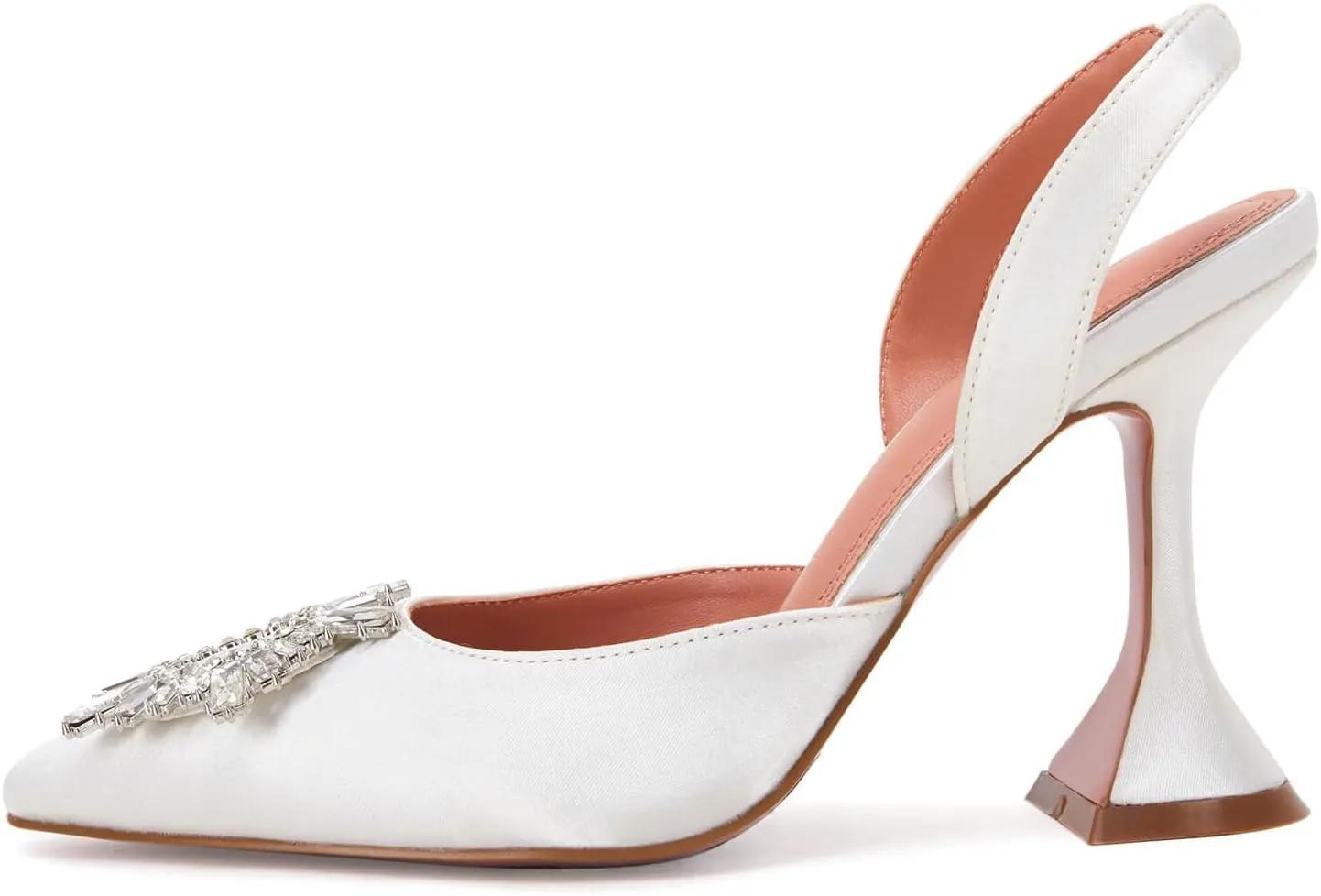 VETASTE Women's High Heel Crystal Slingback Pumps Pointed Toe Strappy Triangle Heeled Party Wedding Bride Pump Shoes