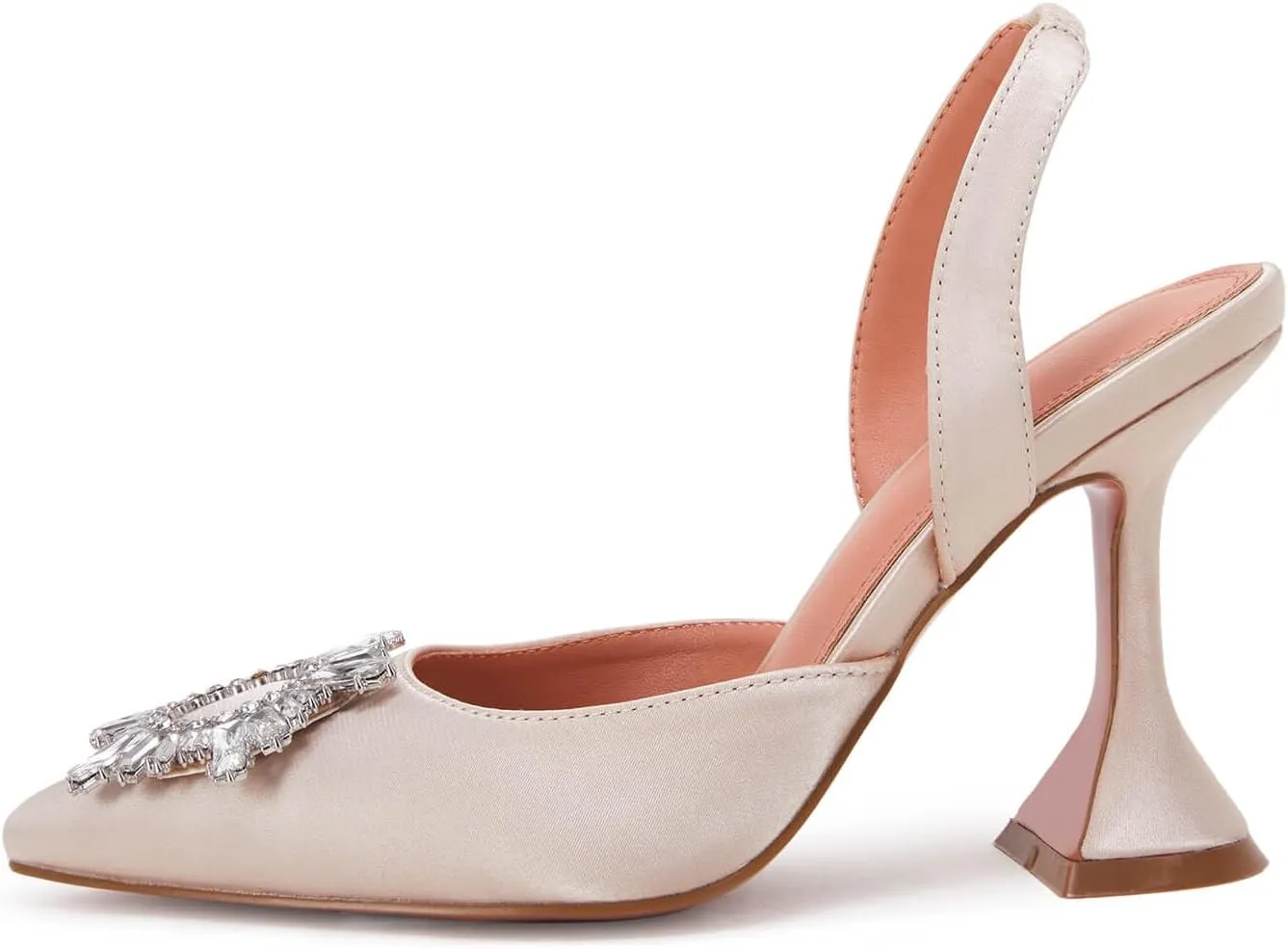 VETASTE Women's High Heel Crystal Slingback Pumps Pointed Toe Strappy Triangle Heeled Party Wedding Bride Pump Shoes
