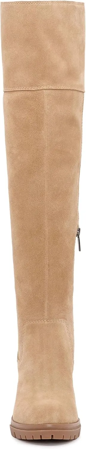 Vince Camuto Dasemma Caramel Leather Wide Calf Over The Knee Block Heel Boot