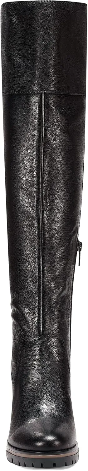 Vince Camuto Dasemma Caramel Leather Wide Calf Over The Knee Block Heel Boot