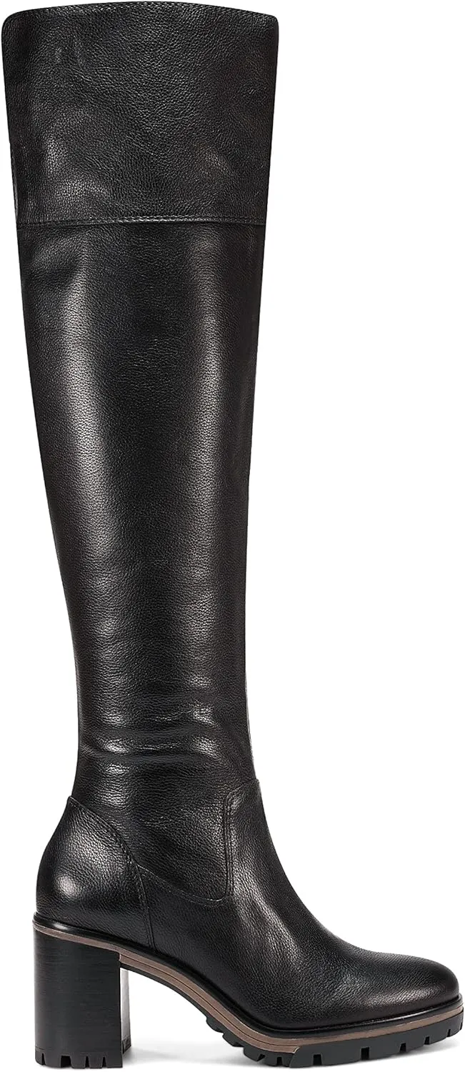 Vince Camuto Dasemma Caramel Leather Wide Calf Over The Knee Block Heel Boot