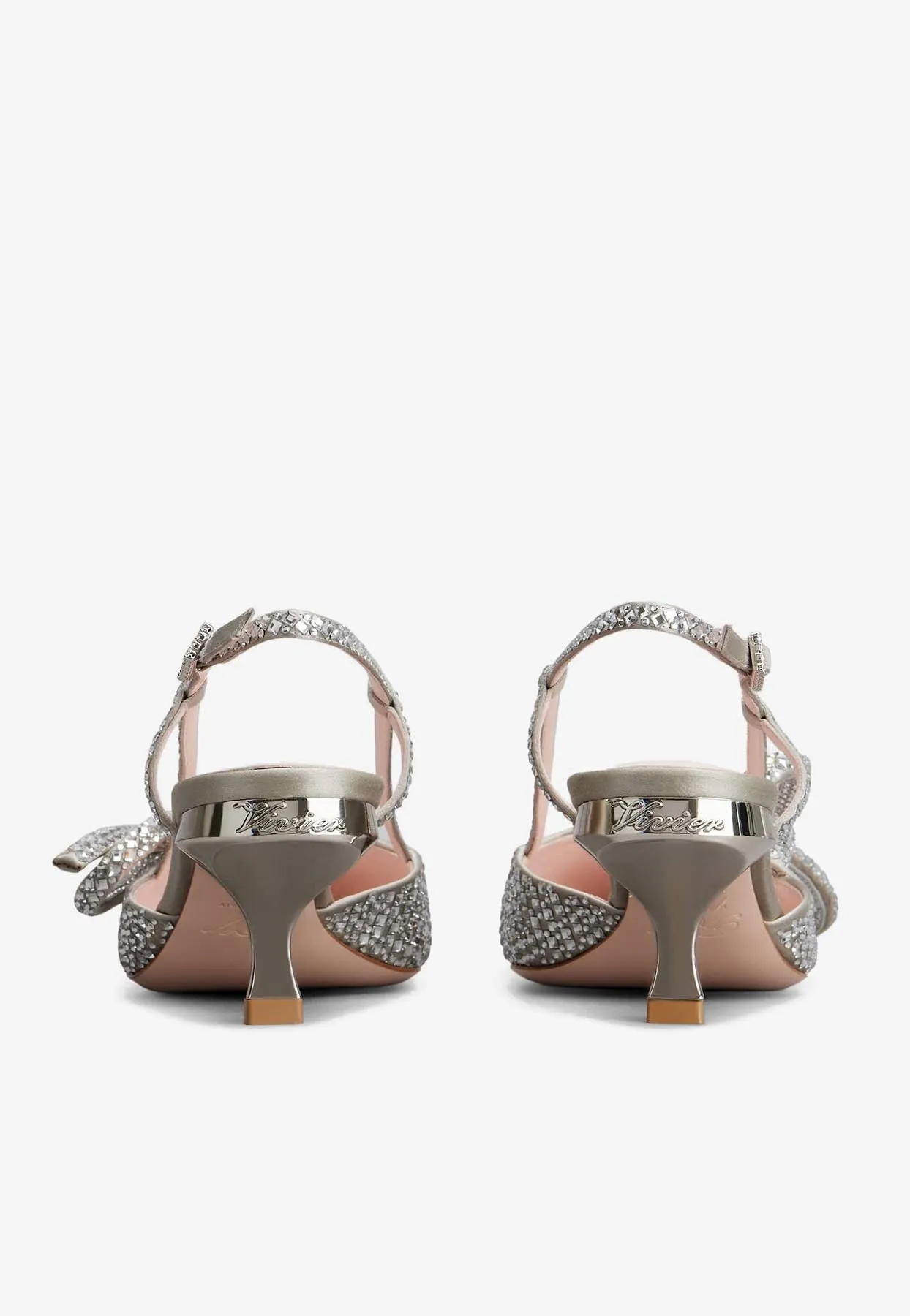 Virgule 55 Bow Crystal Embellished Slingback Pumps