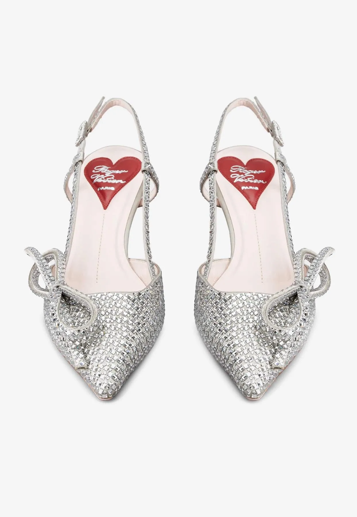 Virgule 55 Bow Crystal Embellished Slingback Pumps