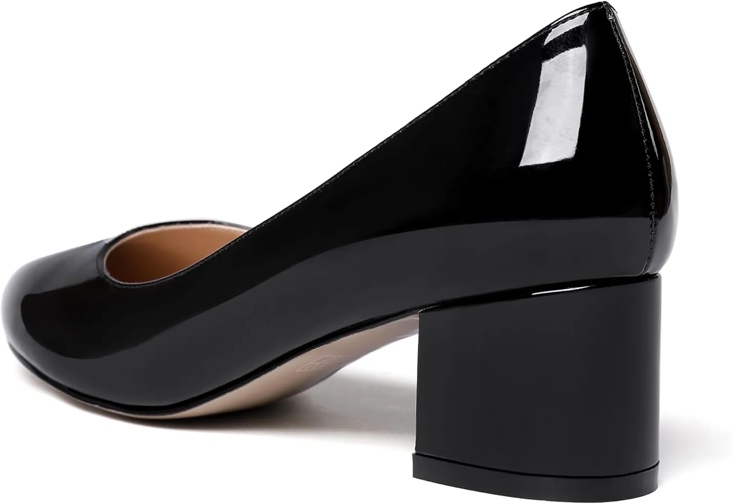 WAYDERNS Womens Party Round Toe Dress Slip On Patent Chunky Low Heel Pumps Shoes 2 Inch
