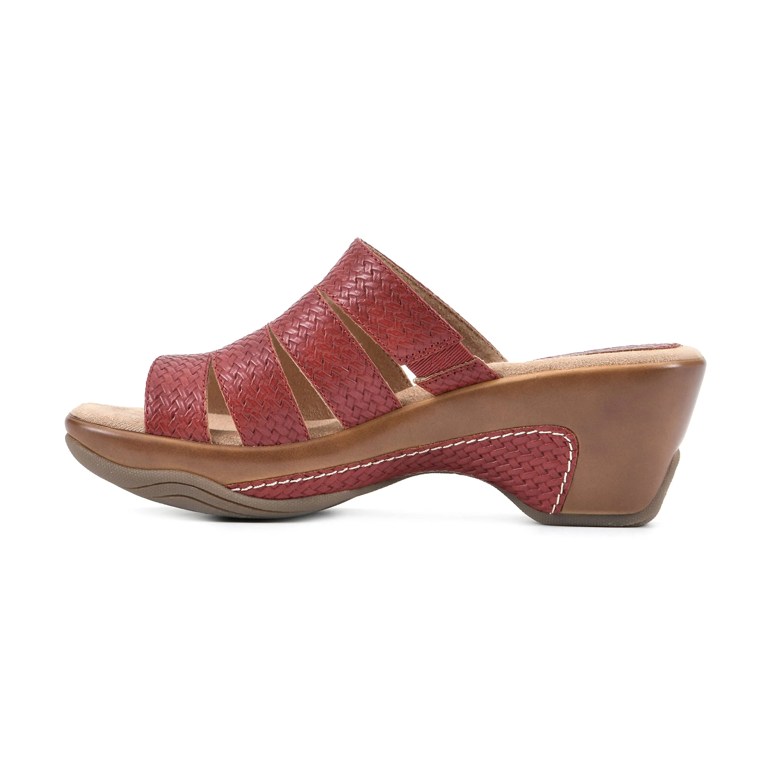 WHITE MOUNTAIN Shoes Valora Women's Clog Sandal, Red/Woven, 6.5 M