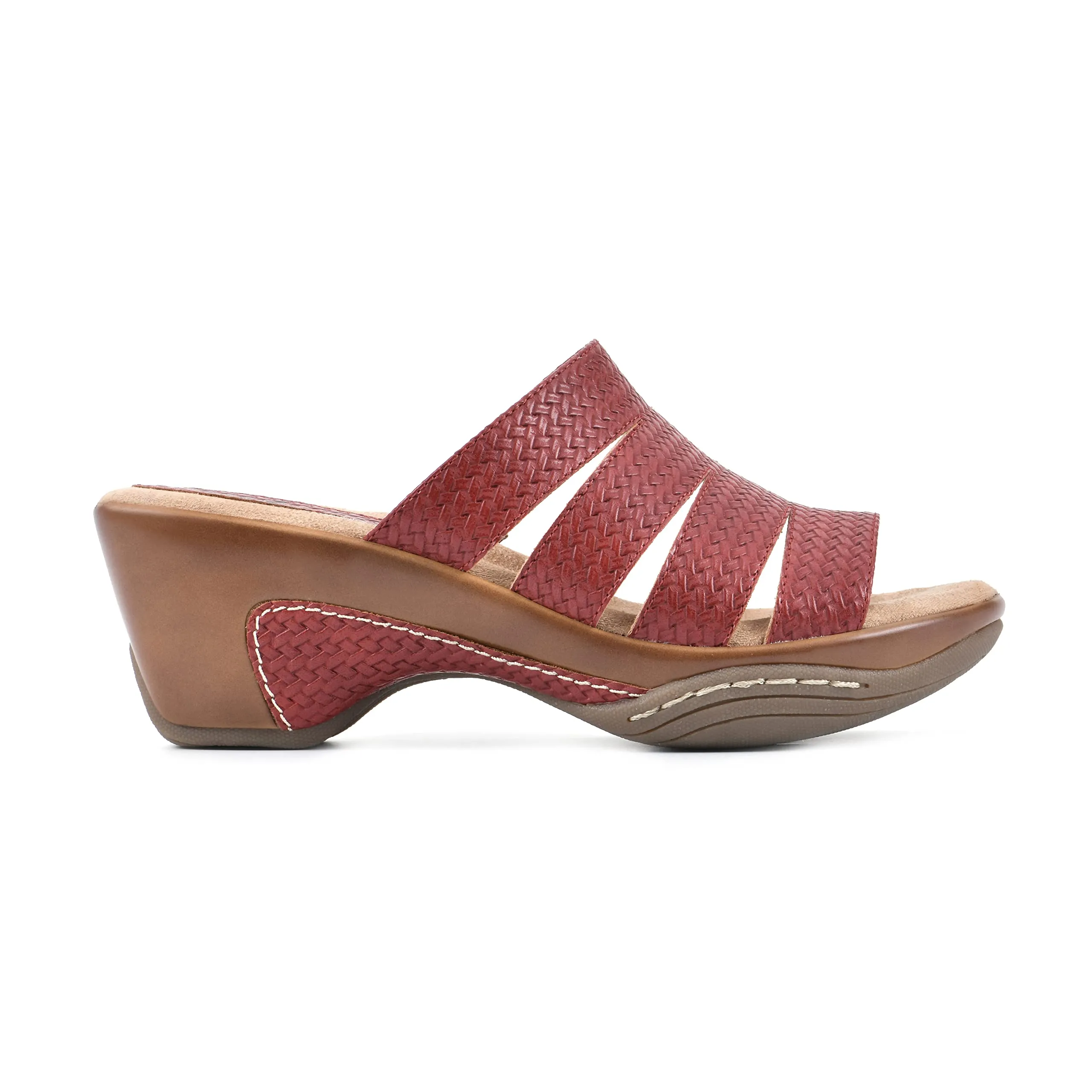 WHITE MOUNTAIN Shoes Valora Women's Clog Sandal, Red/Woven, 6.5 M