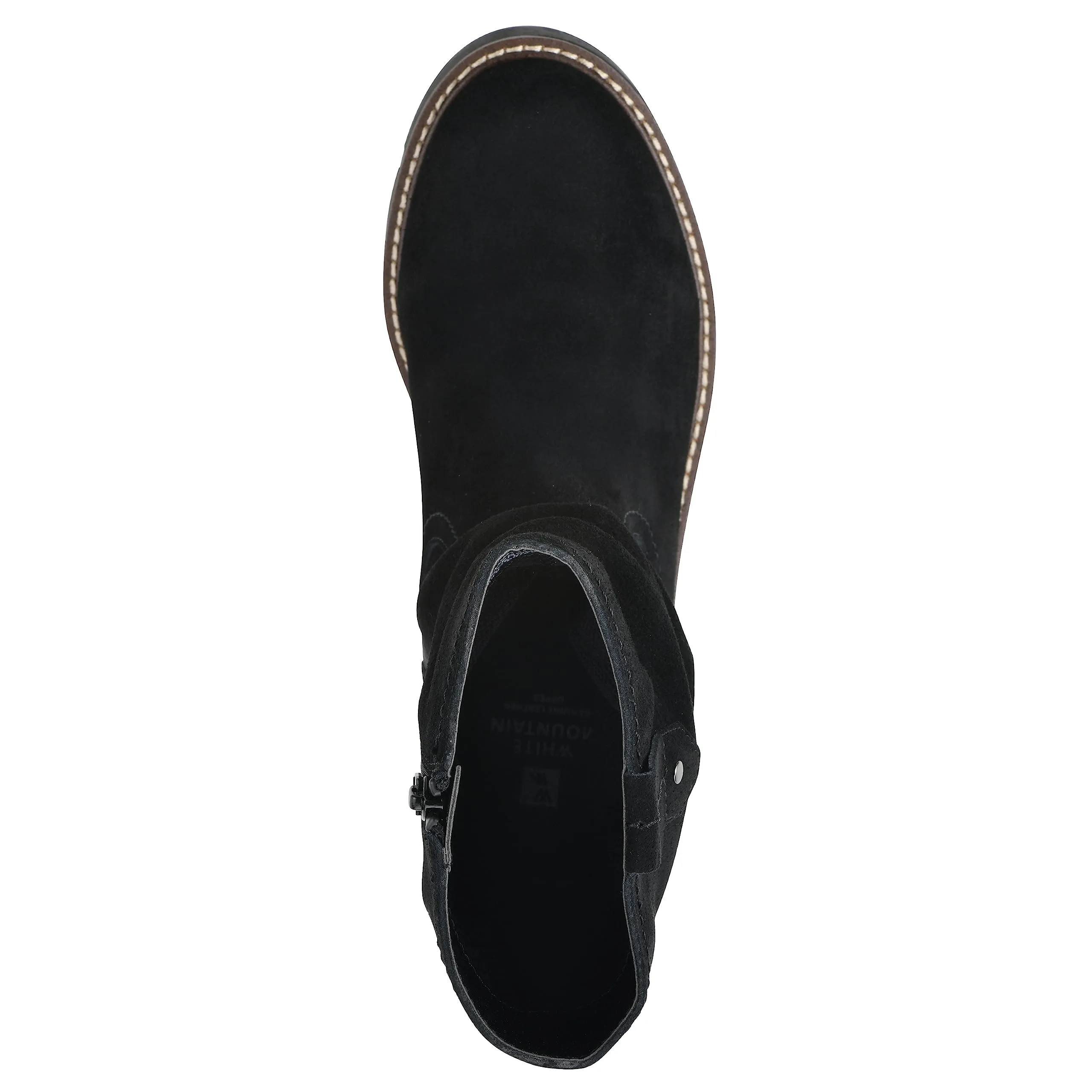 WHITE MOUNTAIN Women's Shoes Glean Lug Sole Mid Calf Boot, Black/Suede, 7.5 M