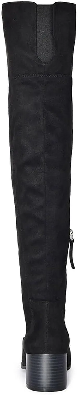 Wild Diva Vivica-10 Women Round Toe Low Heel Knee High Boots Chunky Platform Heel Classics Zipper Bootes