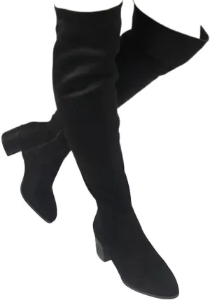 Wild Diva Vivica-10 Women Round Toe Low Heel Knee High Boots Chunky Platform Heel Classics Zipper Bootes