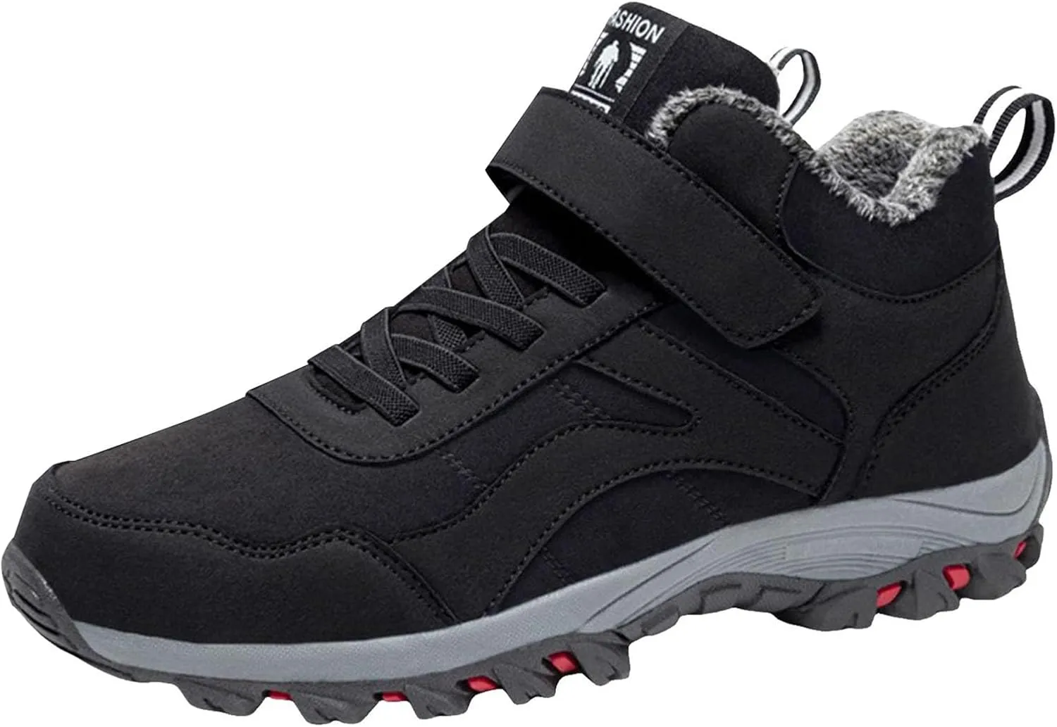 Winter Sport Shoes for Men Fleece Lined Warm Running Shoes with Adjustable Closures Non Slip Walking Men Camping Boots