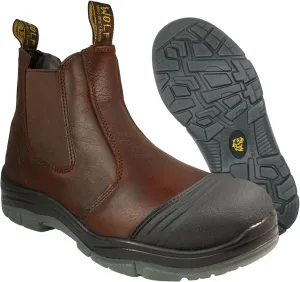 Wolf Work Boot | 100% Genuine Upper Leather | Oil, Heat, Chemical, Abrasion | Electrical Hazards | Non-Slip Rubber Sole | Construction | Industrial PPE