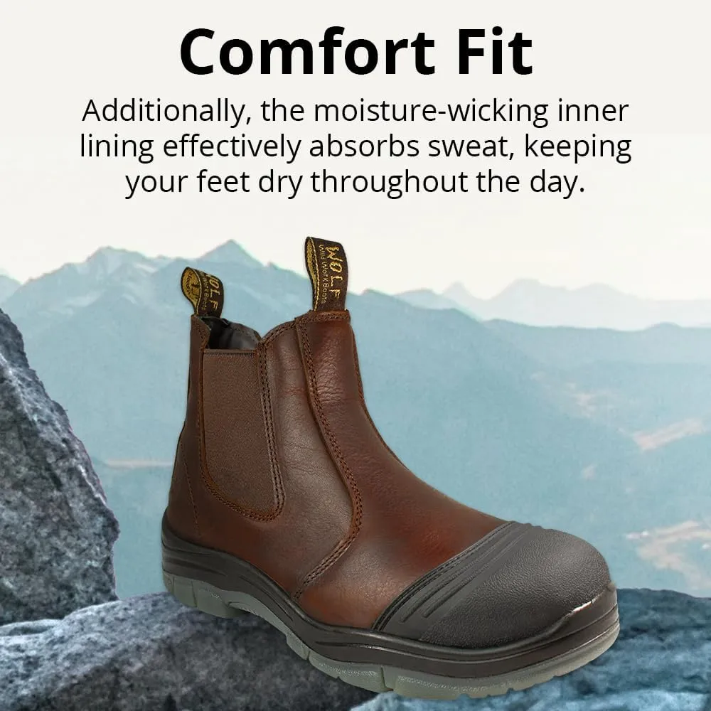 Wolf Work Boot | 100% Genuine Upper Leather | Oil, Heat, Chemical, Abrasion | Electrical Hazards | Non-Slip Rubber Sole | Construction | Industrial PPE