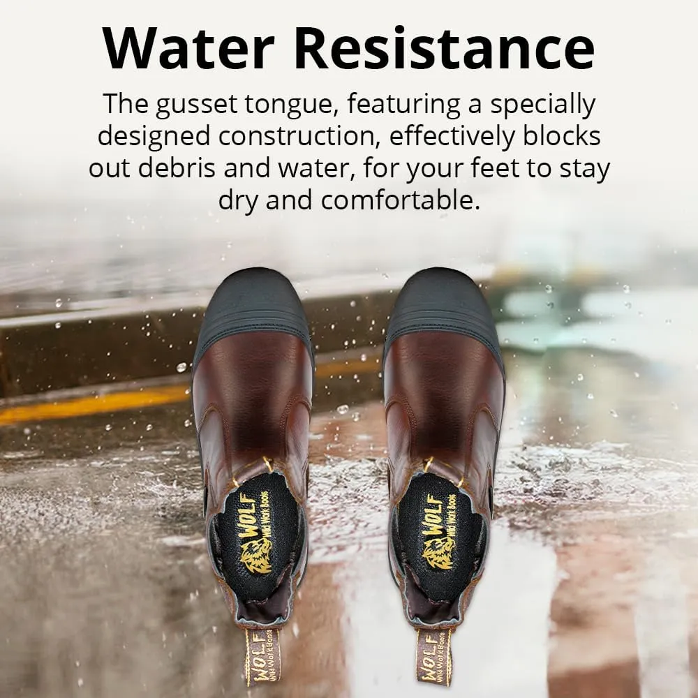 Wolf Work Boot | 100% Genuine Upper Leather | Oil, Heat, Chemical, Abrasion | Electrical Hazards | Non-Slip Rubber Sole | Construction | Industrial PPE