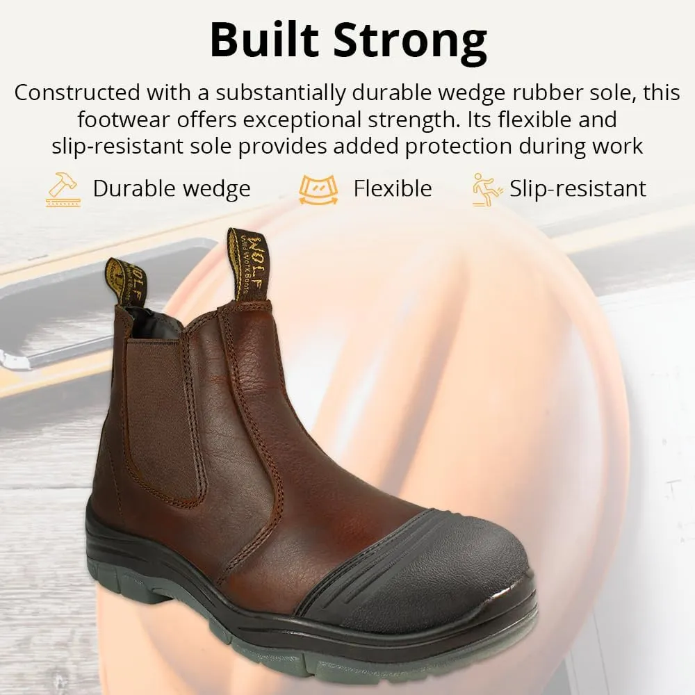 Wolf Work Boot | 100% Genuine Upper Leather | Oil, Heat, Chemical, Abrasion | Electrical Hazards | Non-Slip Rubber Sole | Construction | Industrial PPE