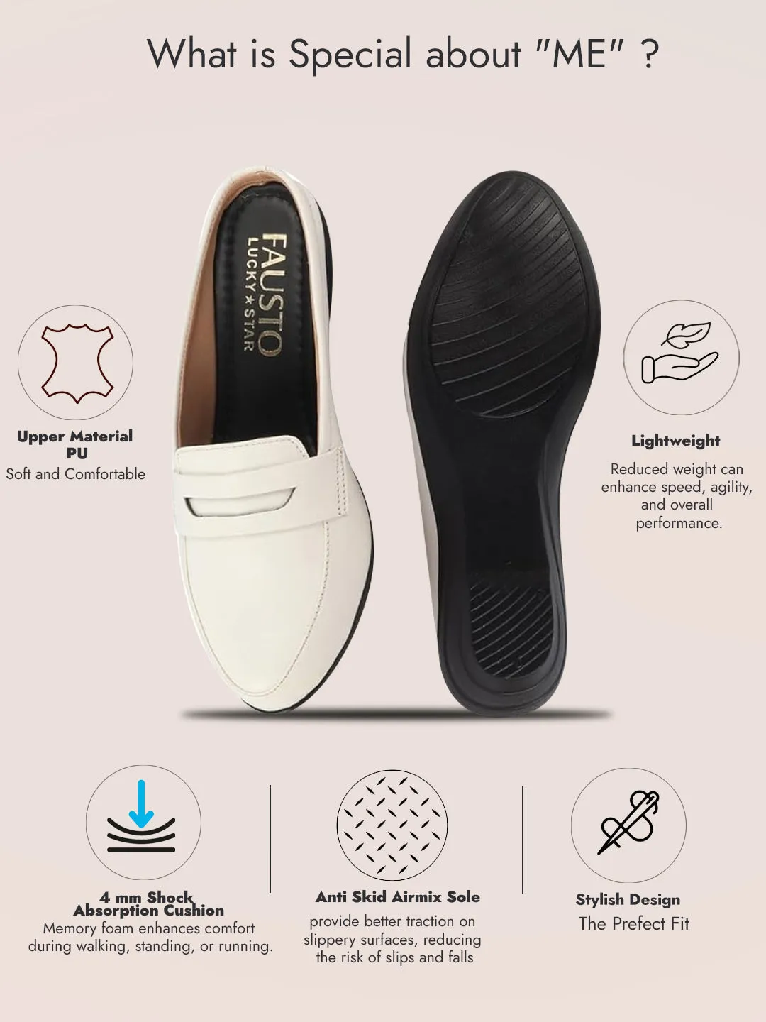 Women White Formal Back Open Platform Wedge Heel Slip On Loafer Shoes