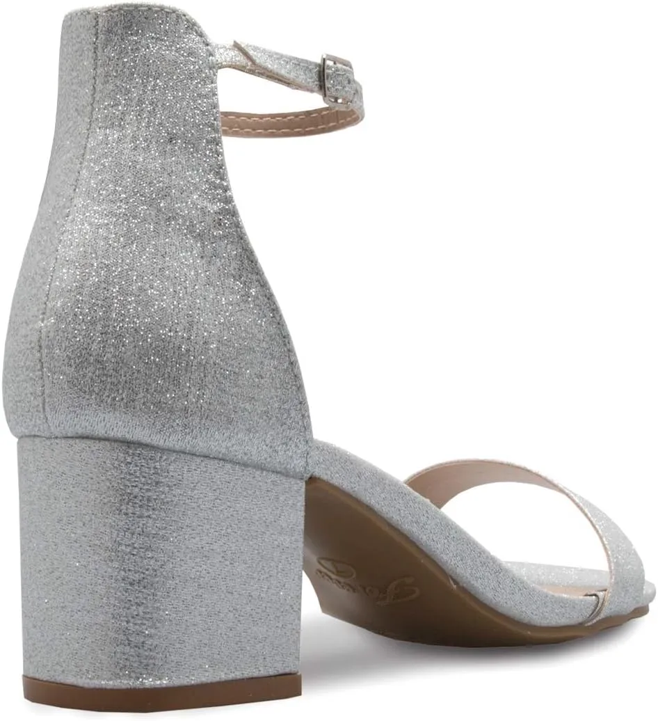 Women's Ankle Strap Kitten Heel ? Adorable Low Block Metal Heel