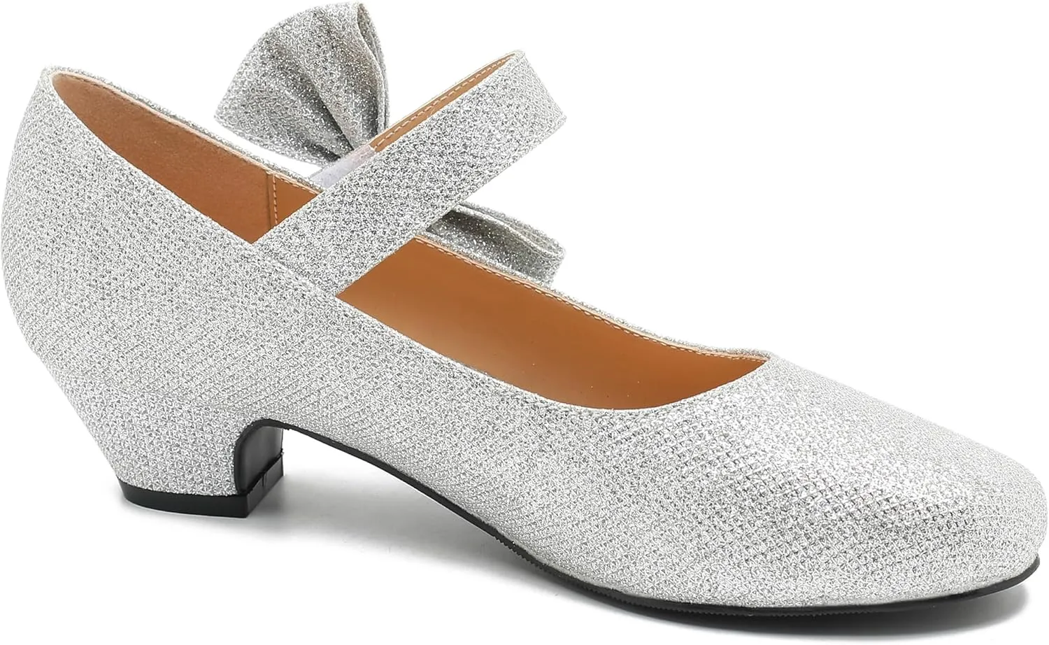 Women's Bow Mary Jane Low Chunky Heel Pumps Ankle Strap Side Bow Round Toe Dress Wedding Party Shoes