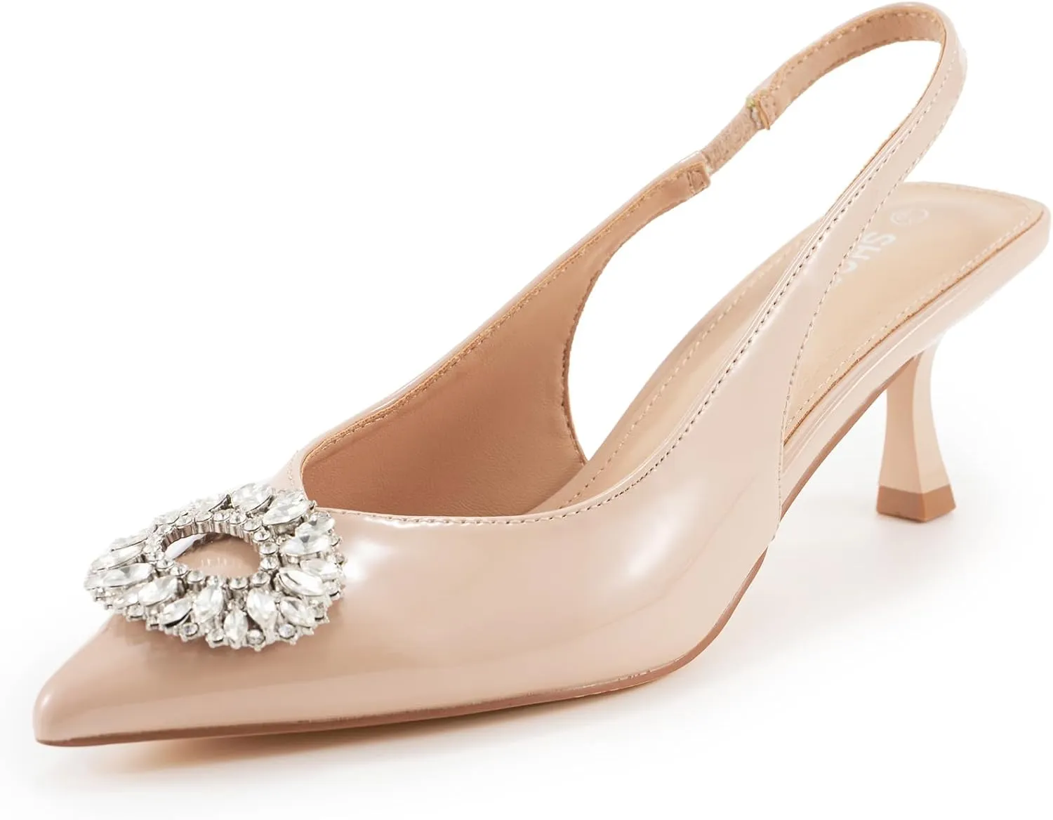 Women's Bow Slingback Heels Pointed Toe Kitten Pumps Dress Shoes with Elastic Strap - 2.4'' Inches Height