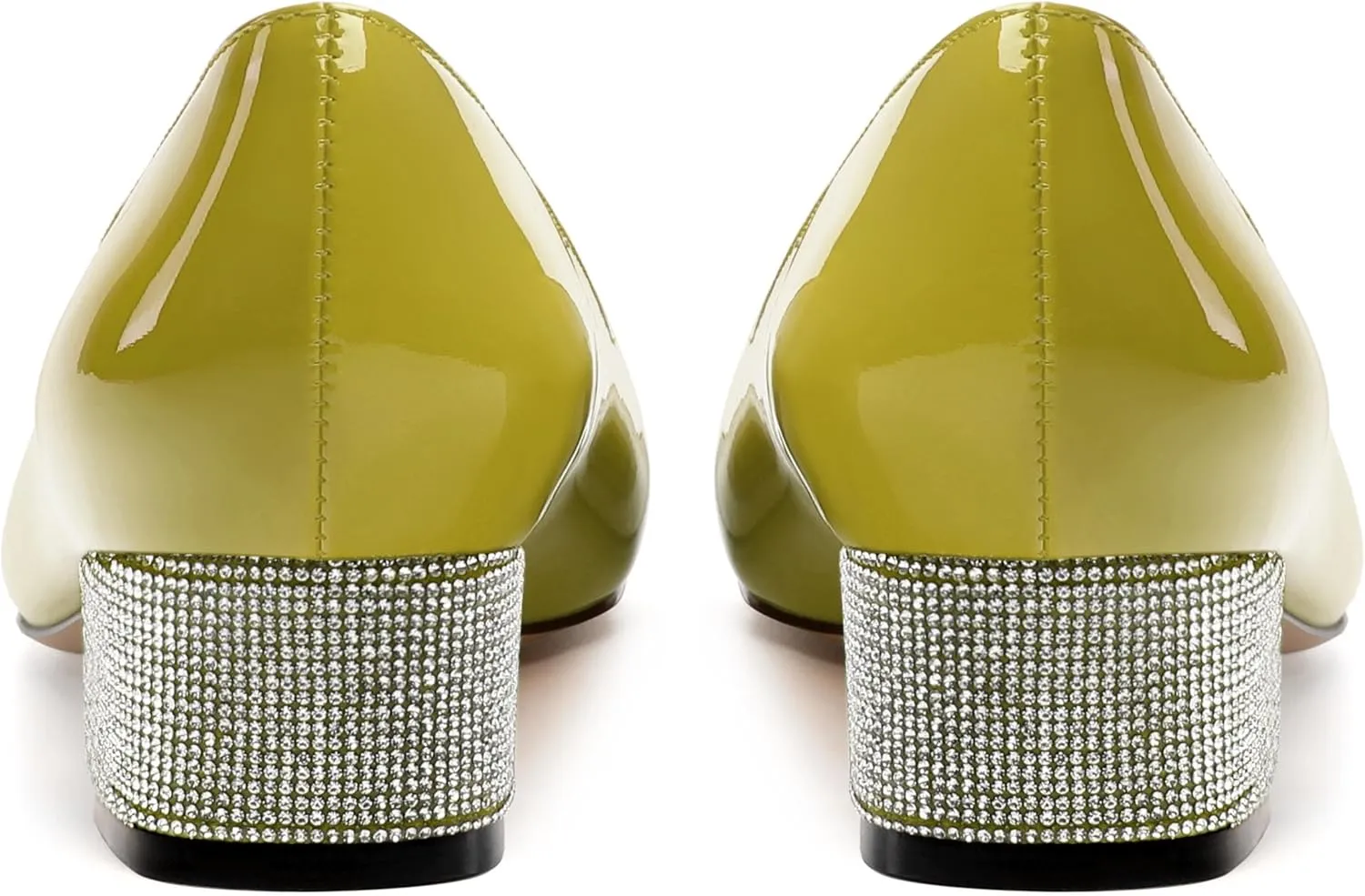 Womens Low Block Heel Pumps, Sqaure Toe Chunky Heel Pumps for Women, Color Blocking Office Daily Shoes