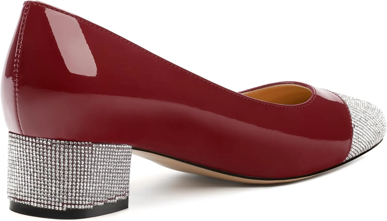 Womens Low Block Heel Pumps, Sqaure Toe Chunky Heel Pumps for Women, Color Blocking Office Daily Shoes