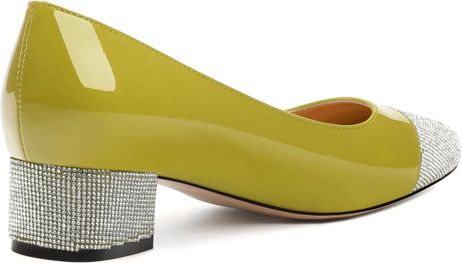 Womens Low Block Heel Pumps, Sqaure Toe Chunky Heel Pumps for Women, Color Blocking Office Daily Shoes