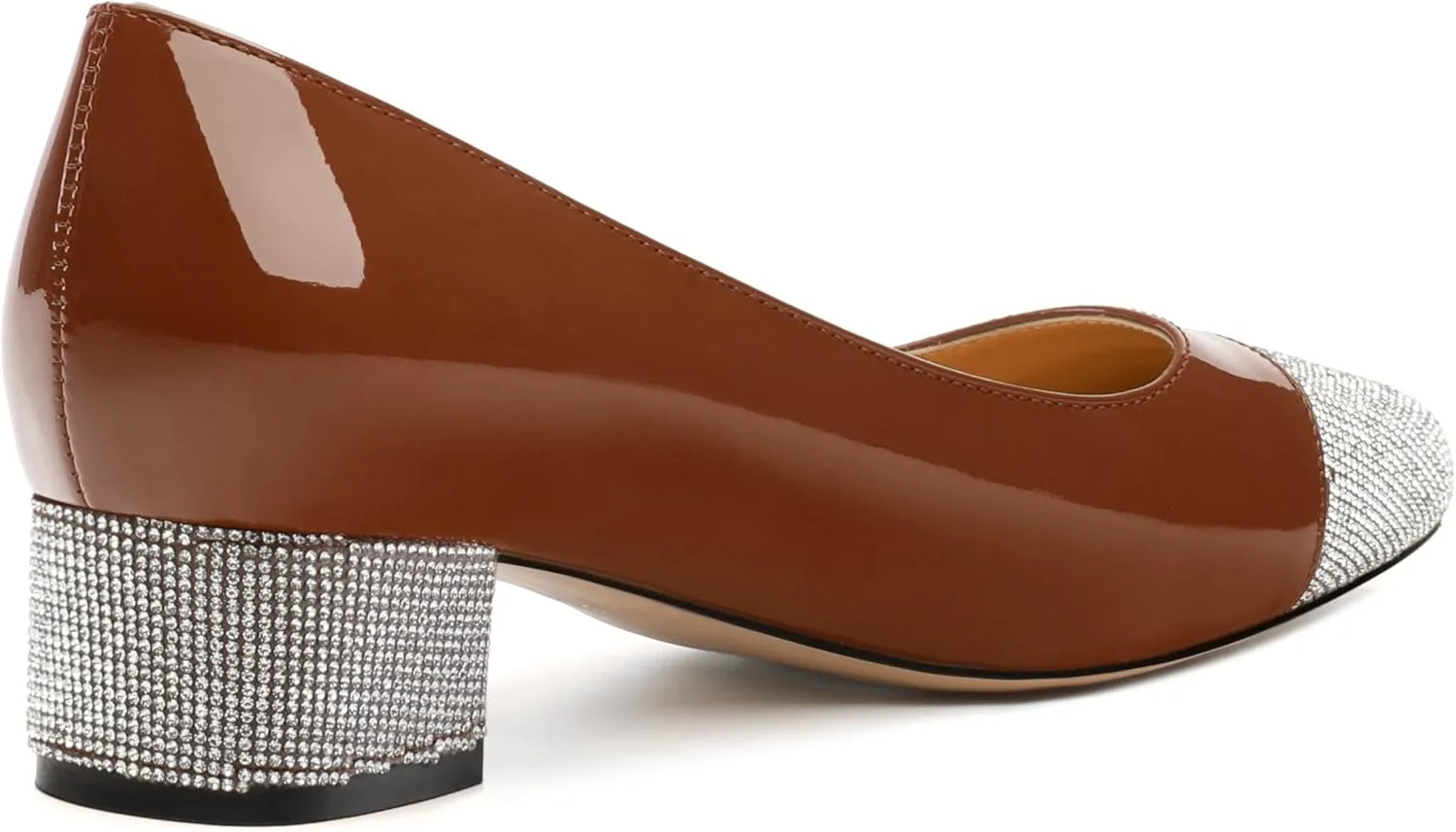 Womens Low Block Heel Pumps, Sqaure Toe Chunky Heel Pumps for Women, Color Blocking Office Daily Shoes