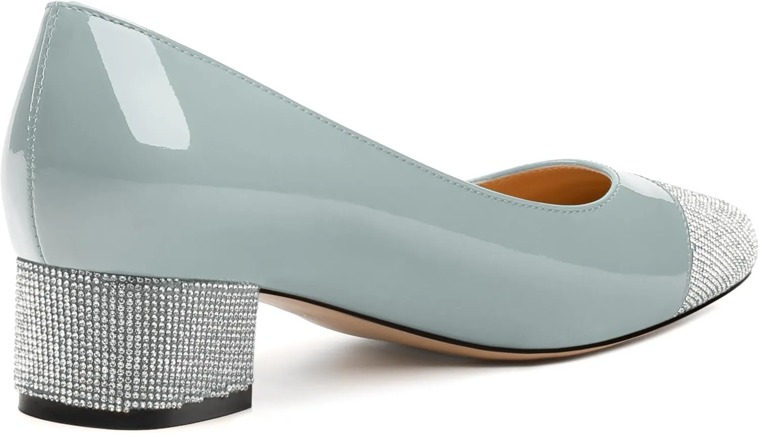 Womens Low Block Heel Pumps, Sqaure Toe Chunky Heel Pumps for Women, Color Blocking Office Daily Shoes