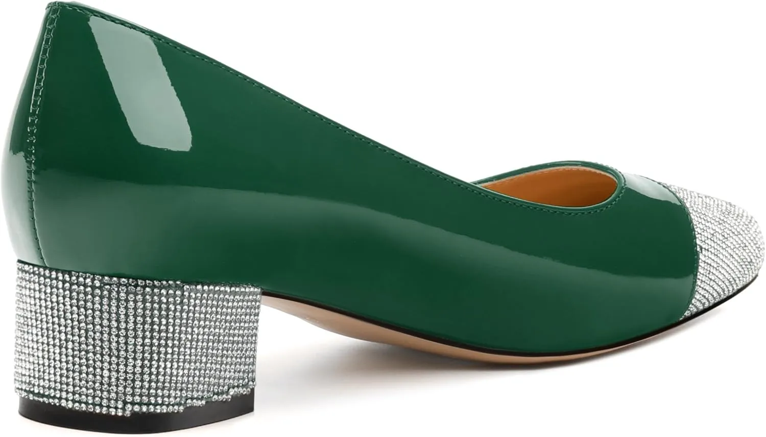 Womens Low Block Heel Pumps, Sqaure Toe Chunky Heel Pumps for Women, Color Blocking Office Daily Shoes