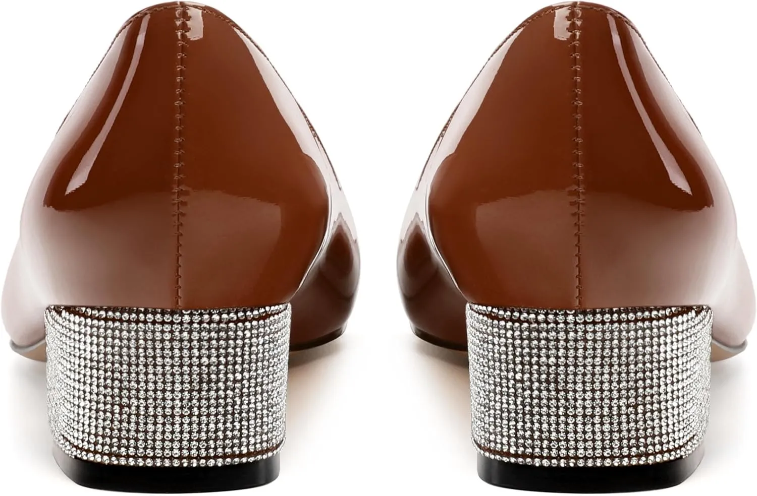 Womens Low Block Heel Pumps, Sqaure Toe Chunky Heel Pumps for Women, Color Blocking Office Daily Shoes