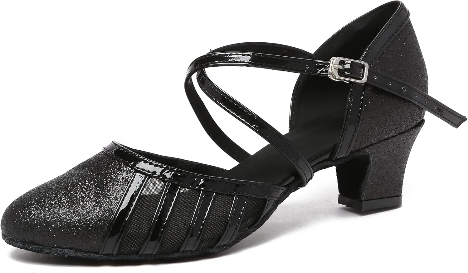 Womens Low Heel Dancing Shoes T-Strap Latin Pumps Party Wedding Heels X2040
