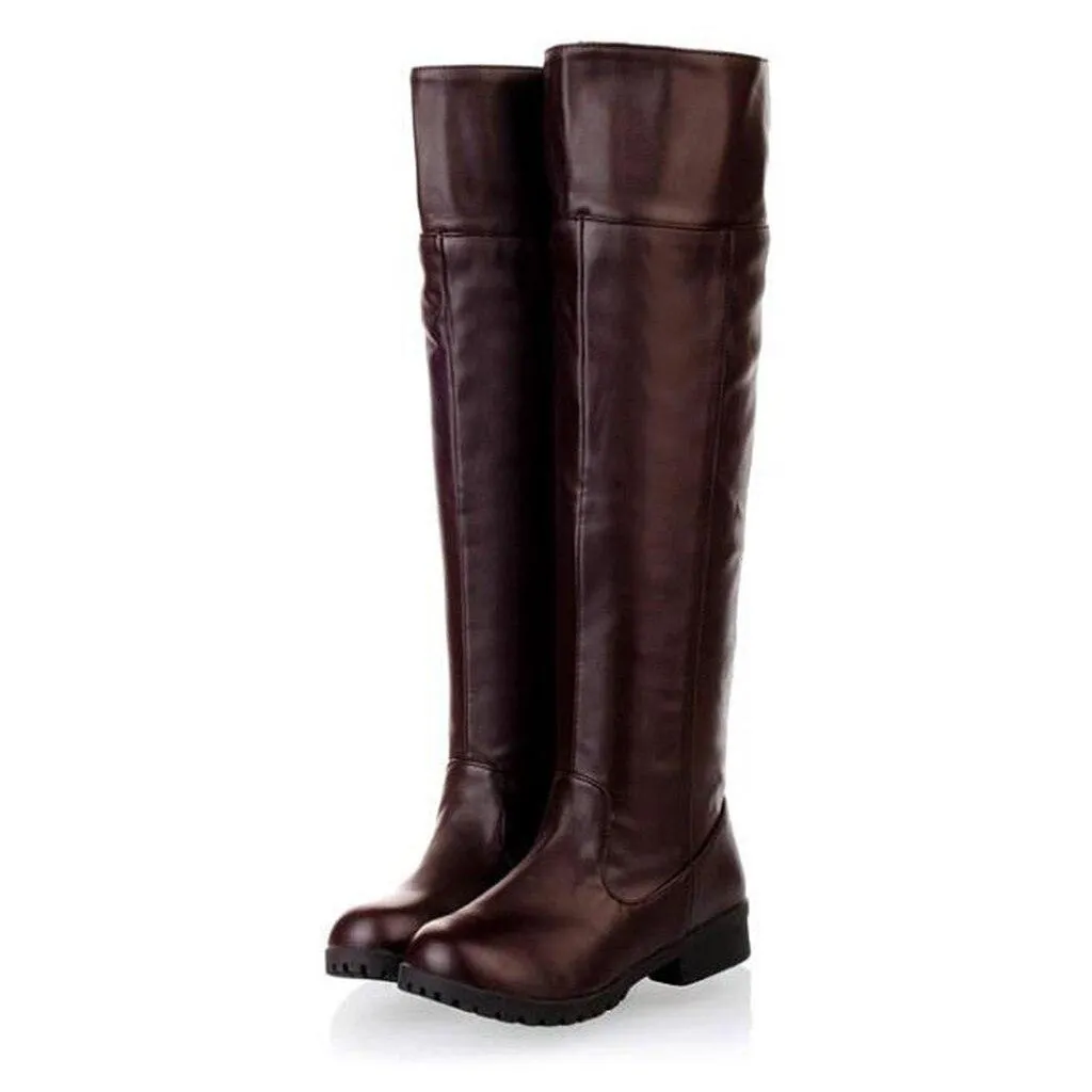 Women's low-heel square heel boots